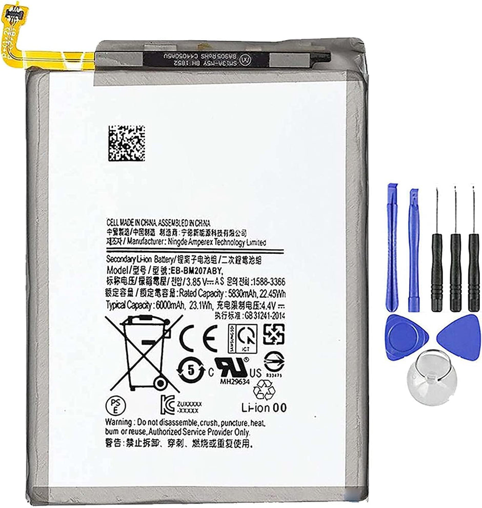 Batteria per Samsung Galaxy M21 / M30S / M31 EB-BM207ABY 6000MAH con KIT CACCIAVITI