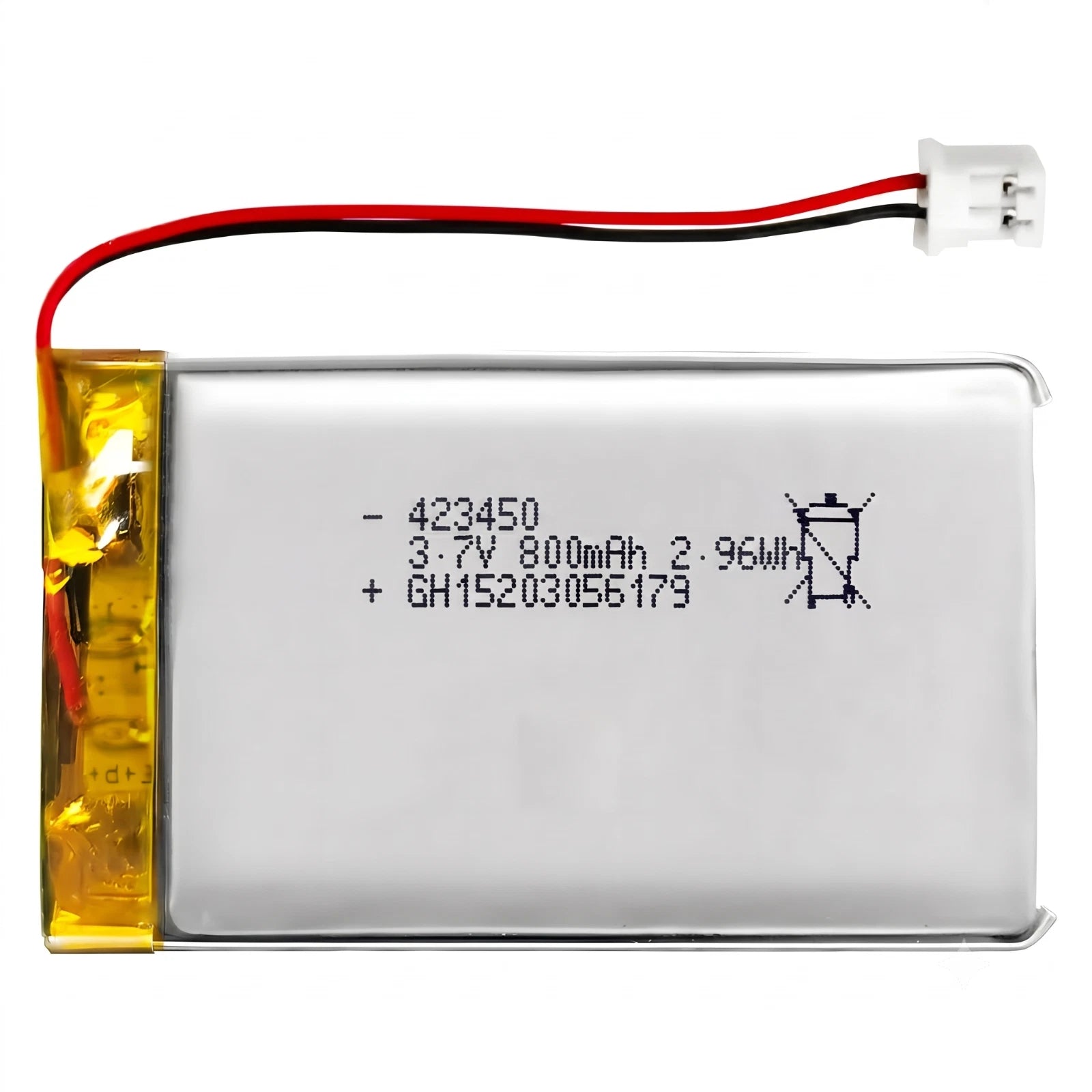 Batteria LIPO DIY 423450 3,7V DC 800mAh CONNETTORI 2P-PH