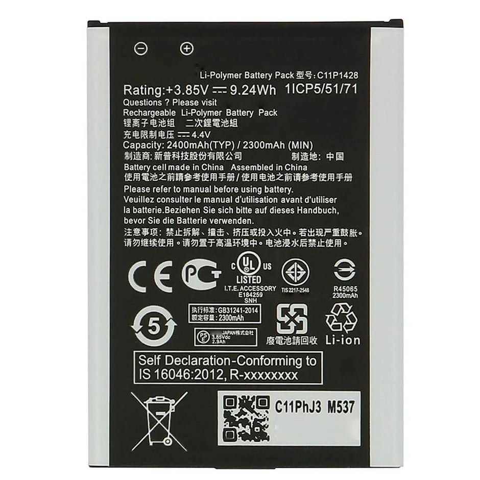 Batteria per ASUS ZENFONE 2 LASER 5.0 ZE500KL C11P1428 2400MAH con KIT CACCIAVITI