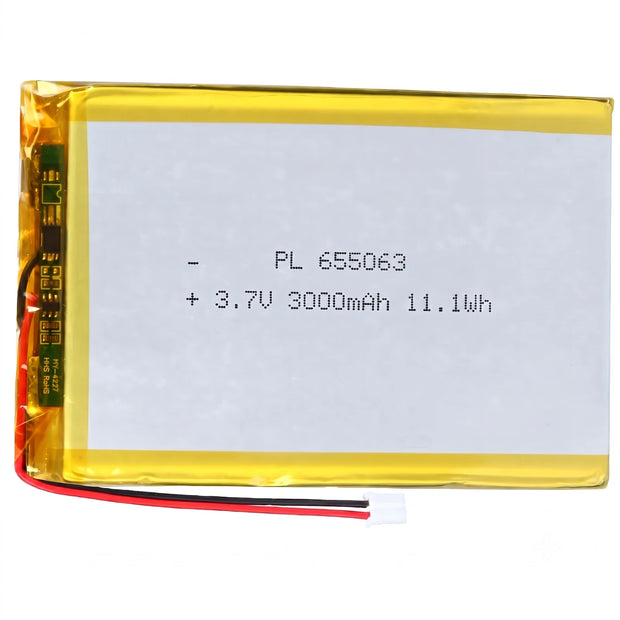 Batteria LIPO DIY 655063 3,7V DC 3.000mAh CONNETTORI 2P-PH