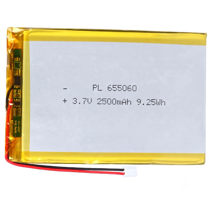 Batteria LIPO DIY 655060 3,7V DC 2.500mAh CONNETTORI 2P-PH