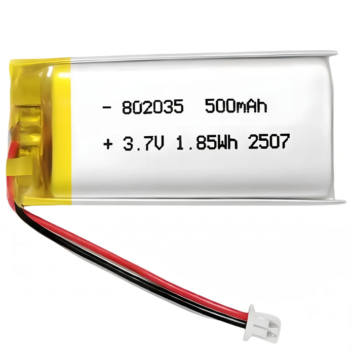 Batteria LIPO DIY 802035 3,7V DC 500mAh CONNETTORI 2P-PH